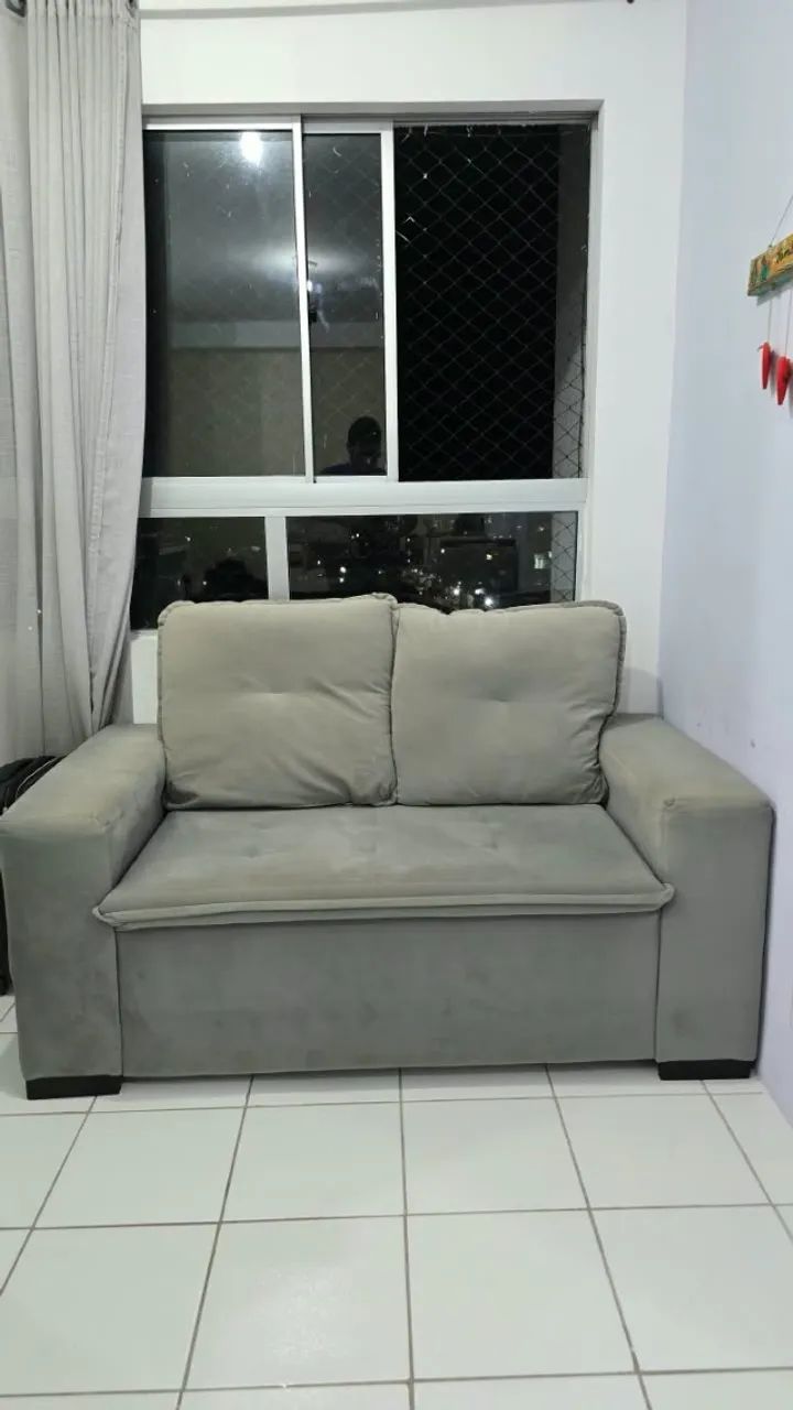 Sofá Ícaro 2,03 m - Cinza-Bege - Foto 3