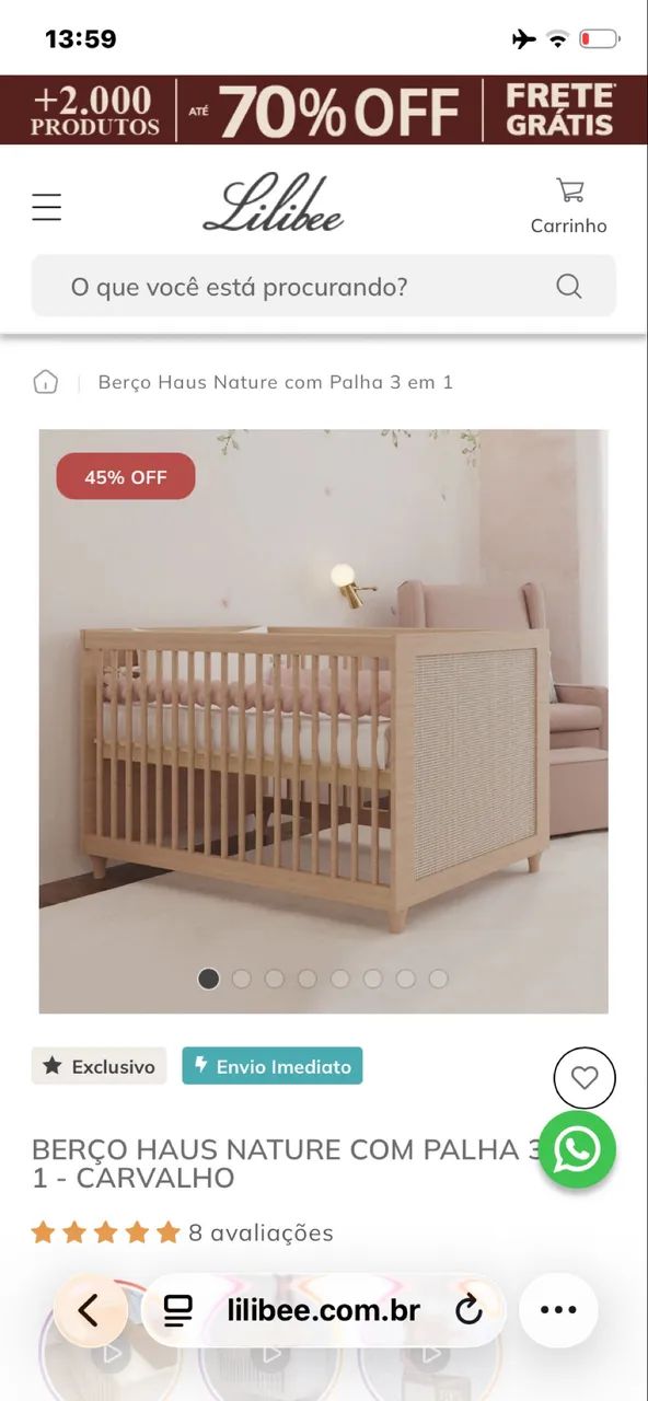 Berço de bebê, marca Lilibee - Foto 5