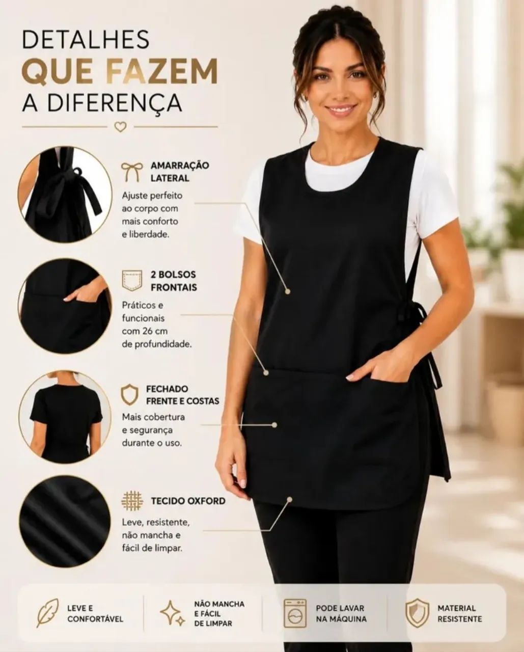 Bata Jaleco ajustável Uniforme Profissional 