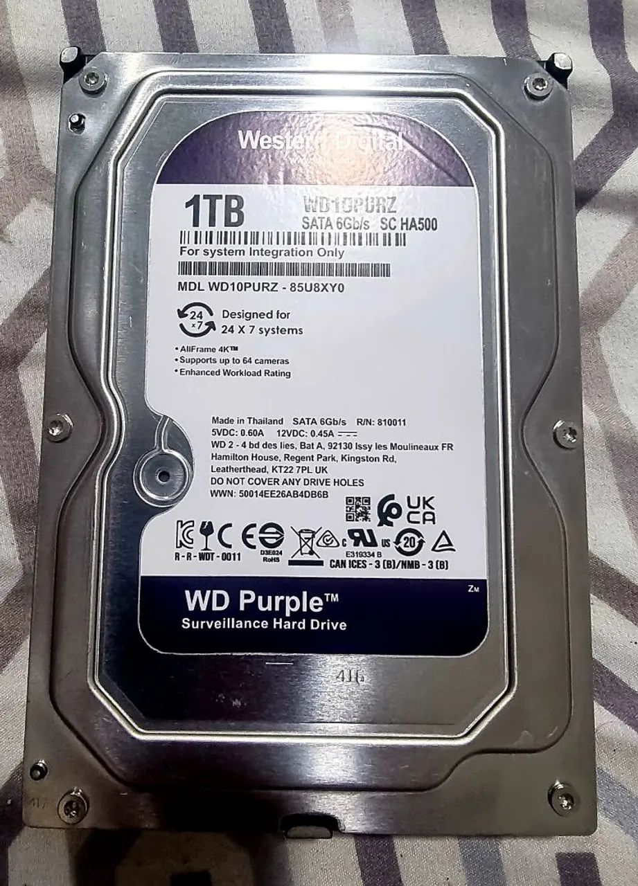 HD WD Purple 1TB Novo para CFTV