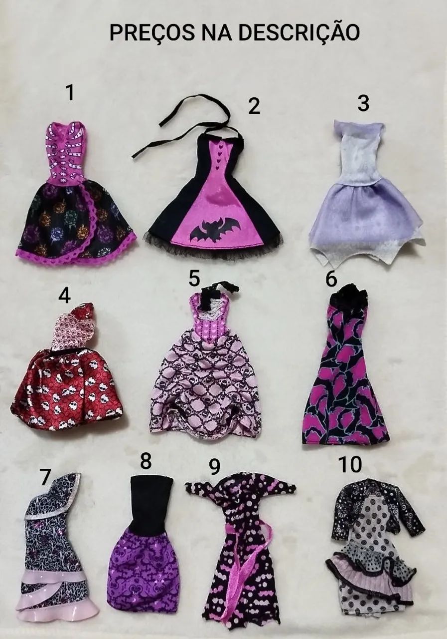 Roupas para bonecas Monster High variadas.( LEIA A DESCRIÇÃO)
