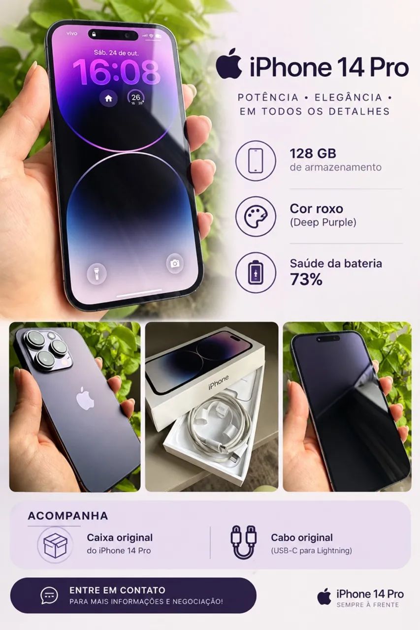 iPhone 14 Pro- 128gb - Roxo
