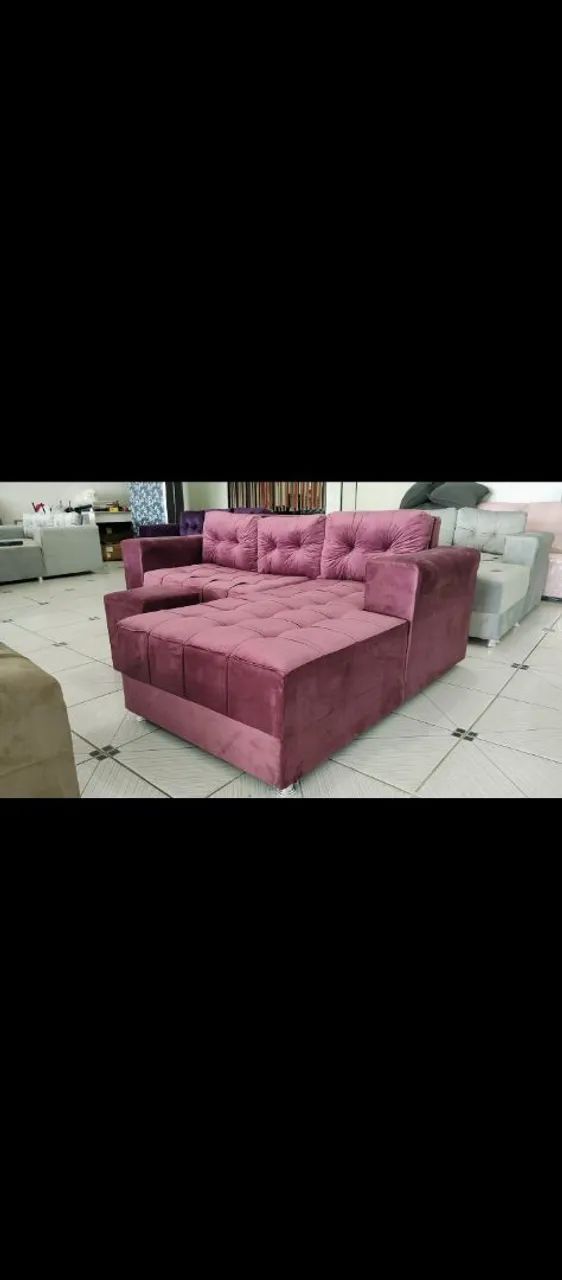 Sofá chaise 3 lugares+ puff de brinde entrega grátis ? pronta entrega  - Foto 4