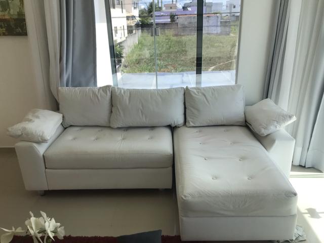 Sofa em L com Chaise Branco