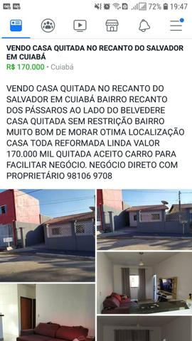 Vendo casa no recanto dos passaros cuiaba