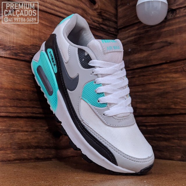 air max 90 branco e verde agua