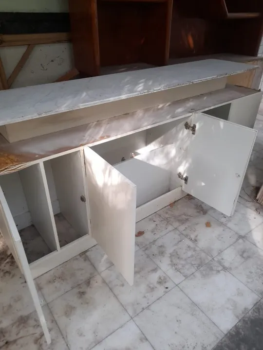 Armário de MDF + Pedra de marmore Branca
