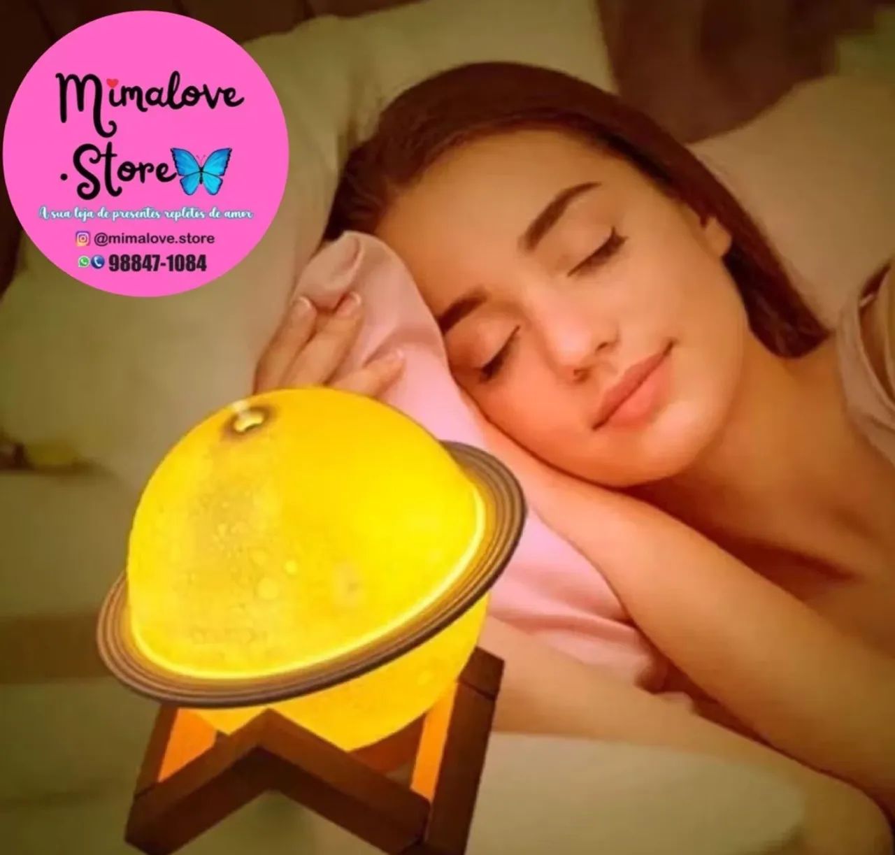 Luminária Umidificador Lua Saturno Planeta 3D - Foto 2