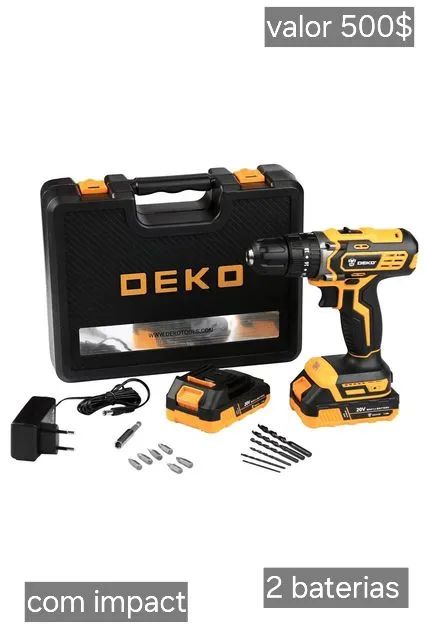 Parafusadeira e furadeira de Impacto deko 20v com 2 baterias  kit nova entregamos