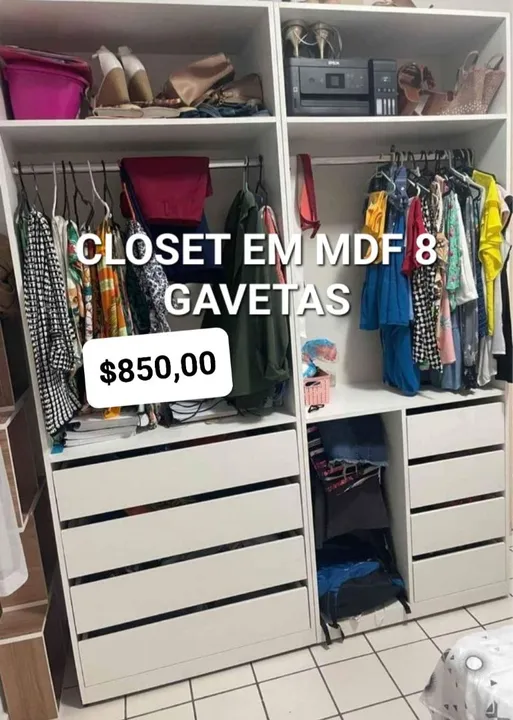 Closet em MDF 8 Gavetas - MÉDIO