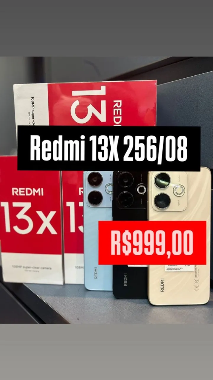 Redmi 13 X 08Gb RAM 256Gb Lacrado Lançamento global Entrega Gratis Oferta Final de Semana