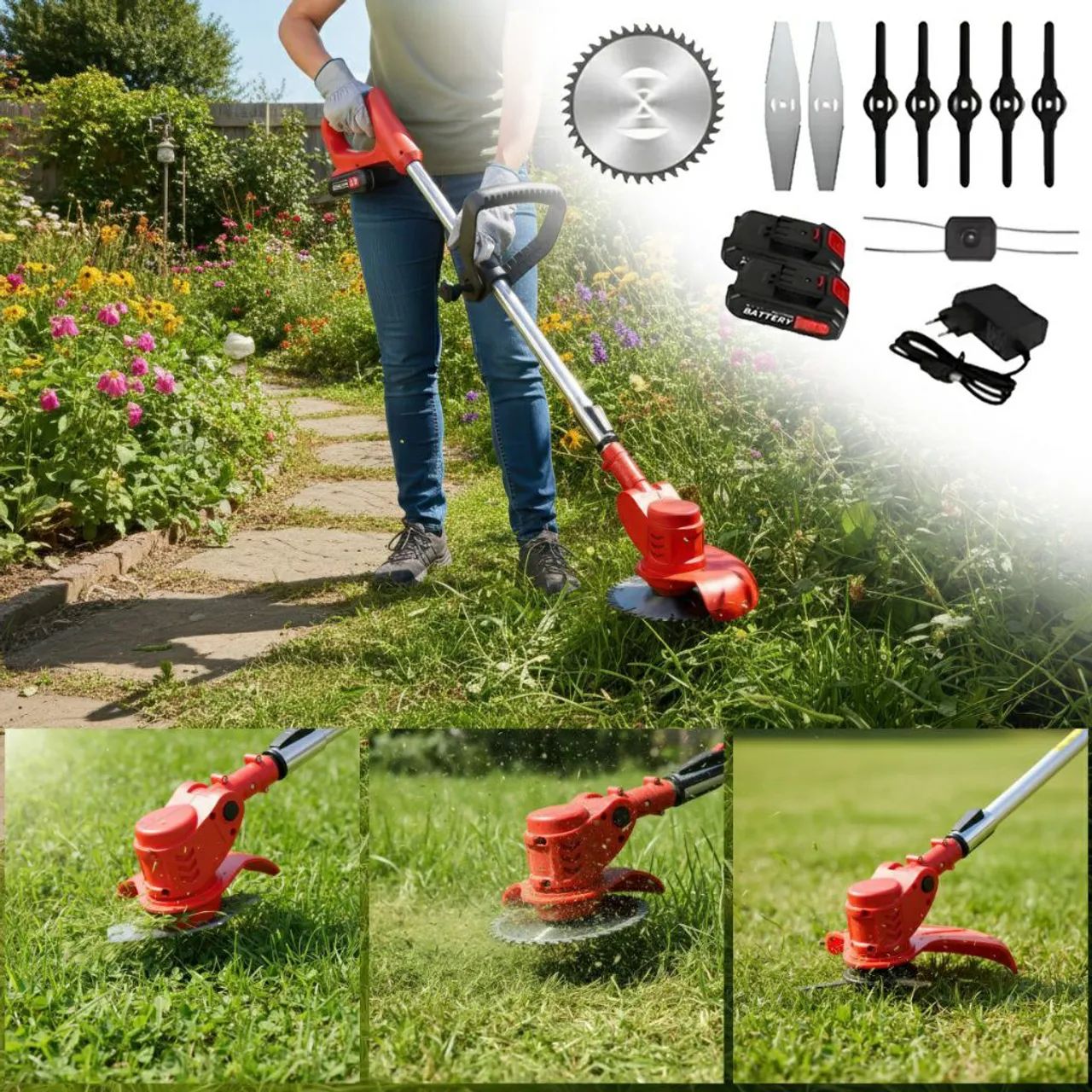 Roçadeira elétrica com 2 baterias 48V