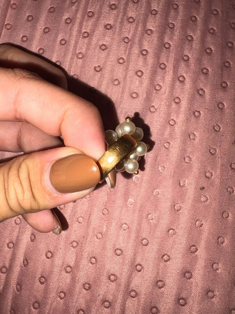 Anel banhado a ouro com pérolas  - Foto 4