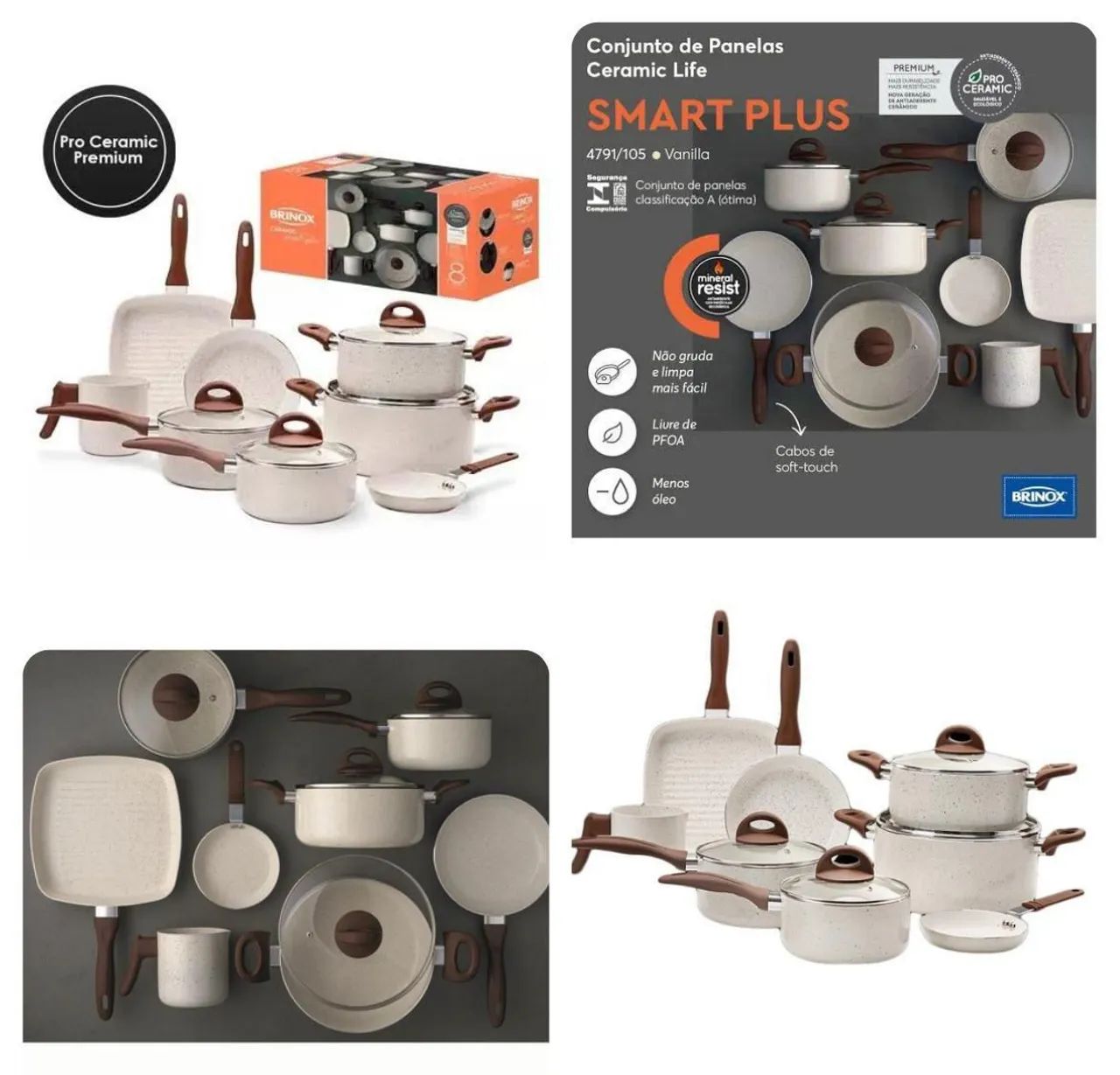 Jogo de Panelas 8 Peças Brinox Revestimento Cerâmico LACRADA - Foto 2