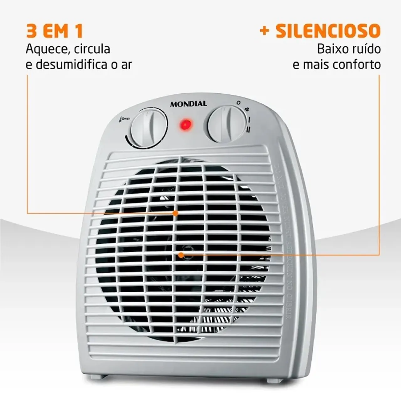 Aquecedor Mondial 3 em 1 - Silencioso e Eficiente