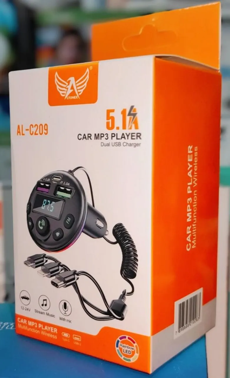 Adaptador Bluetooth 5.1A para carro com carregador dual USB