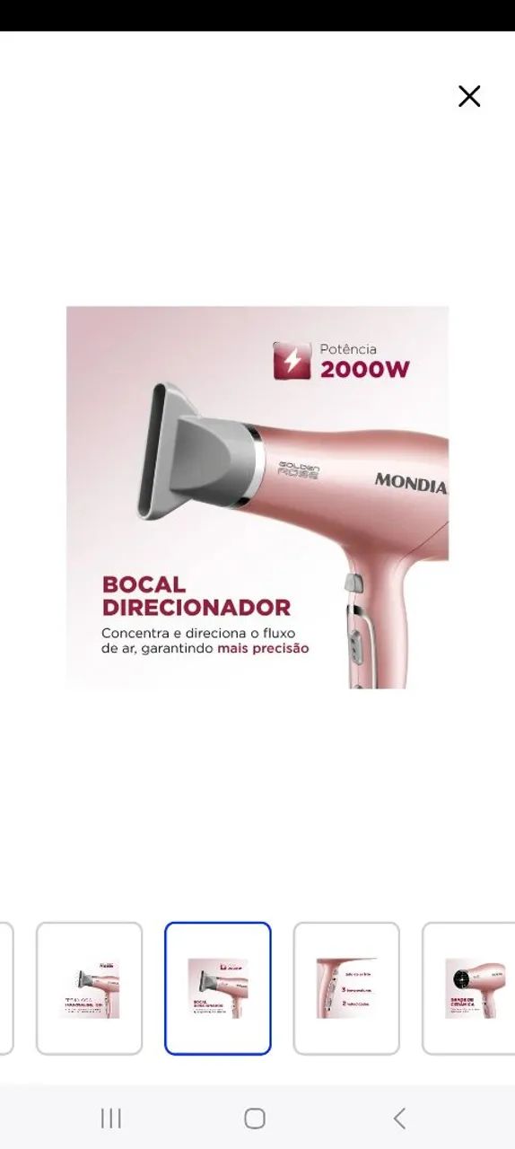 Secador de Cabelo Mondial Gold Rose - Novo - Foto 3