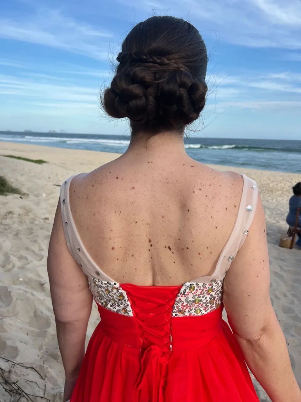 Vestido laranja longo para ocasião especial - Foto 5