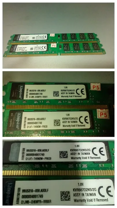 Memória RAM Value RAM color Verde 2GB Kingston KVR667D2N5/2G