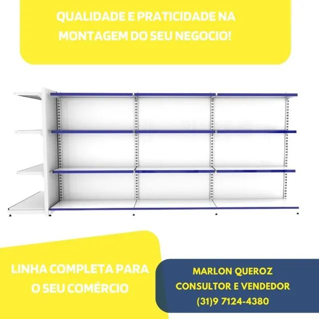 Gondola de Centro Branca 5 bandejas Nova