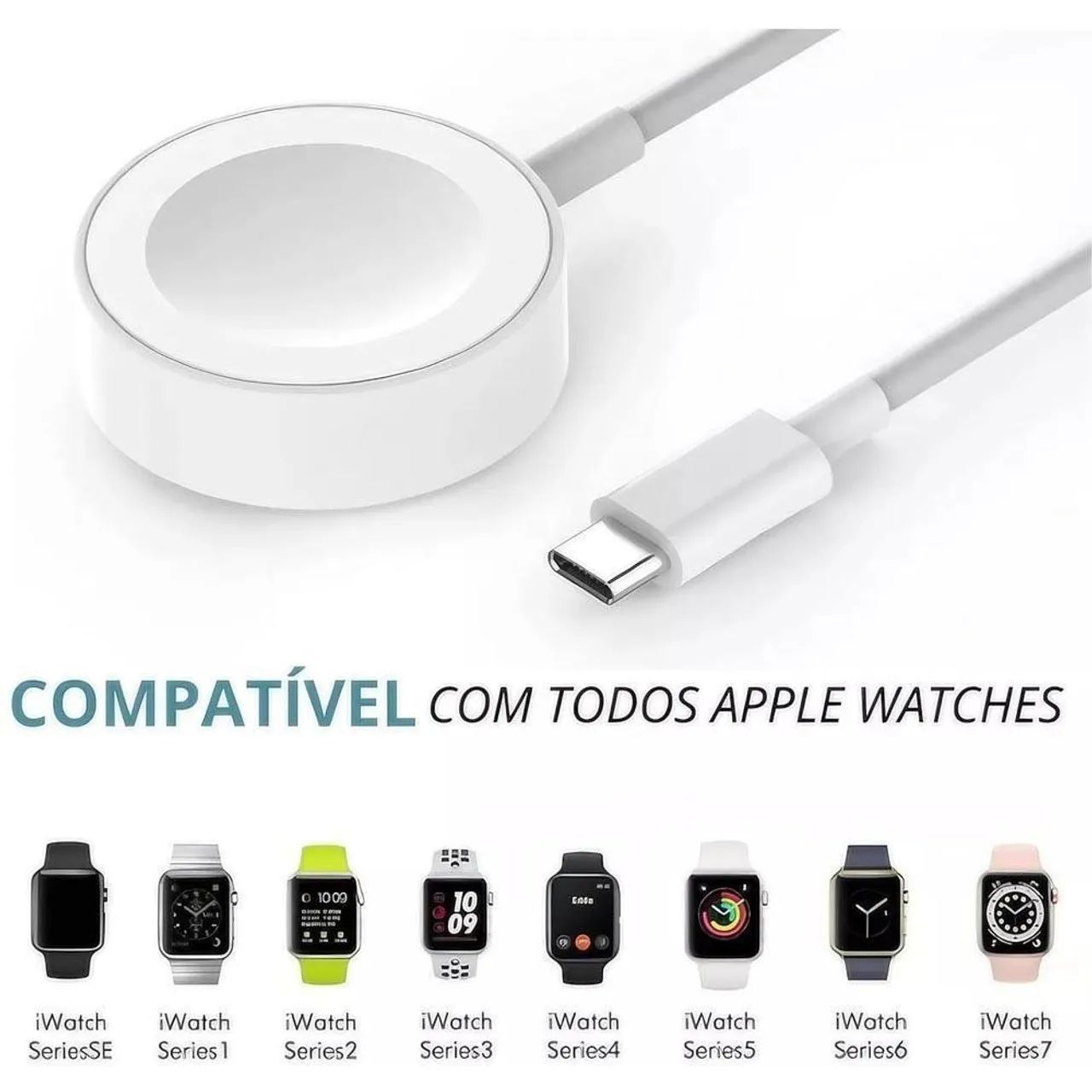 Carregador Magnético Apple Watch USB / Tipo-C | Séries 2 a 6 e SE Em João Pessoa PB