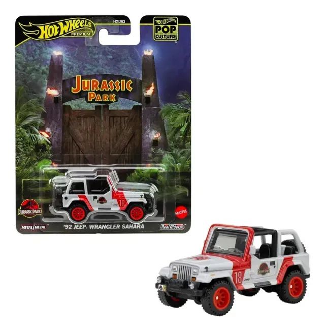 hot wheels jurassic park 92 jeep wrangler sahara pneus de borracha premium