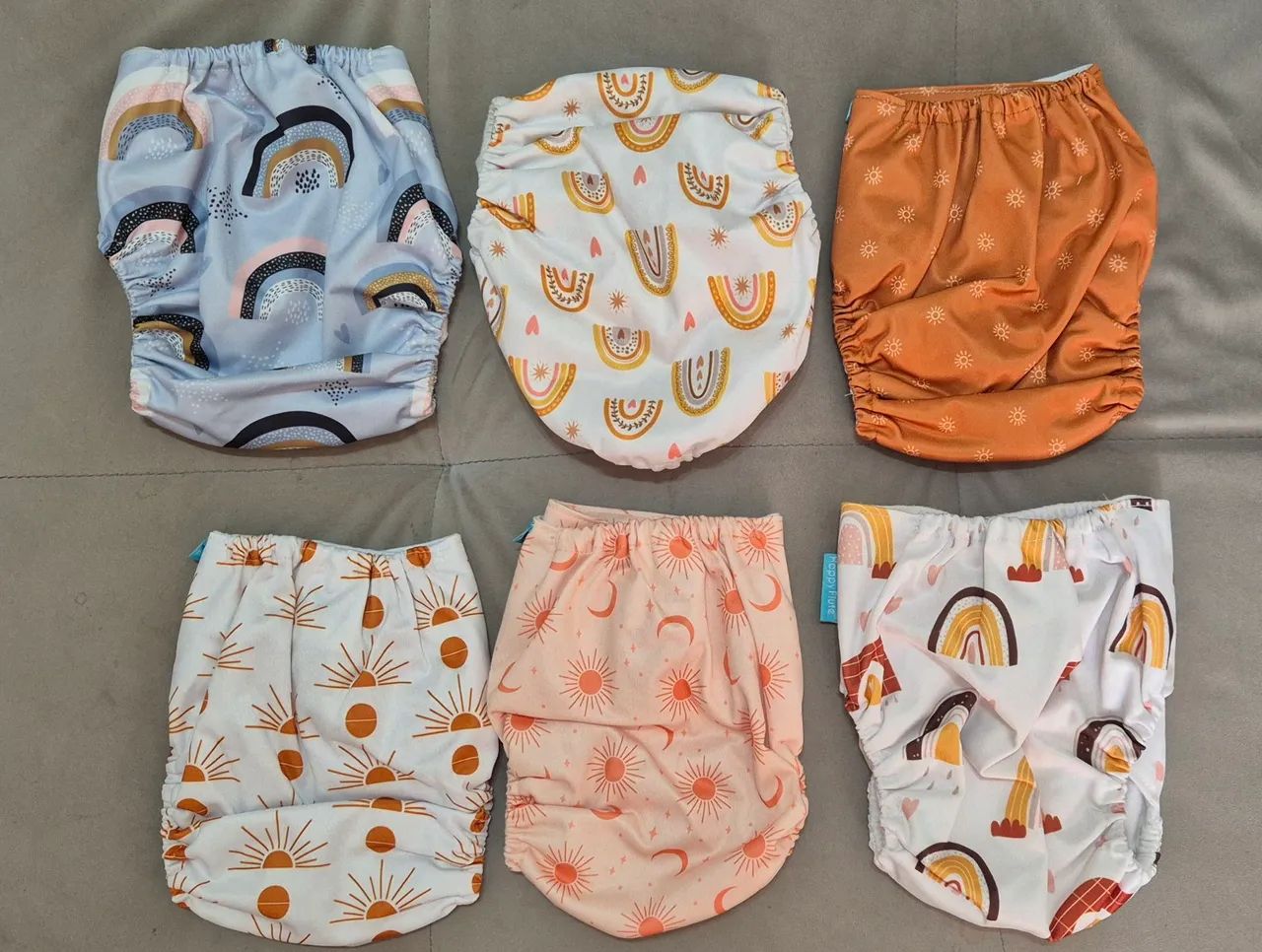 Fraldas de pano estampadas - Kit com 12 unidades