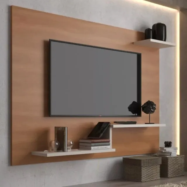Painel de televisão até 43 Plg - Cor Bege Clara/Escuro - larg 1,10m -Entrega gratis