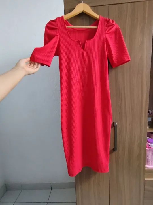 Vestido vermelho canelado - Foto 2