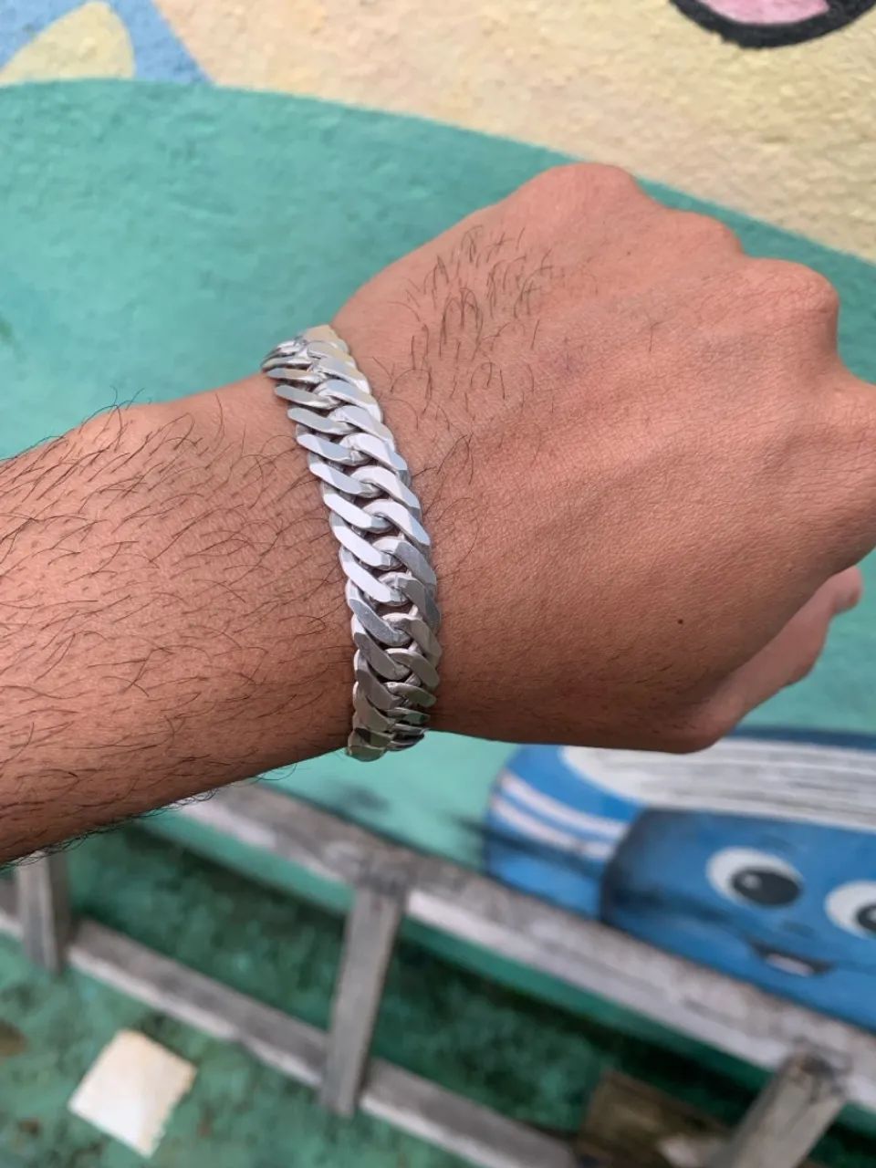 Pulseira de prata elo duplo 