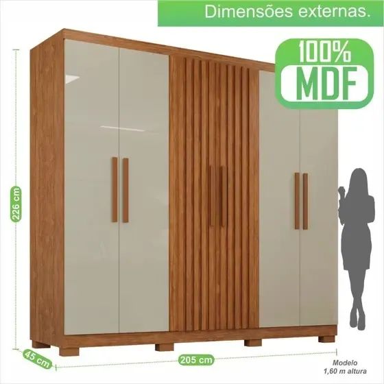 Guarda roupa 100% MDF Ripado 6 Portas 4 Gavetas Sevilha Prime (FAZEMOS ENTREGA - Foto 4