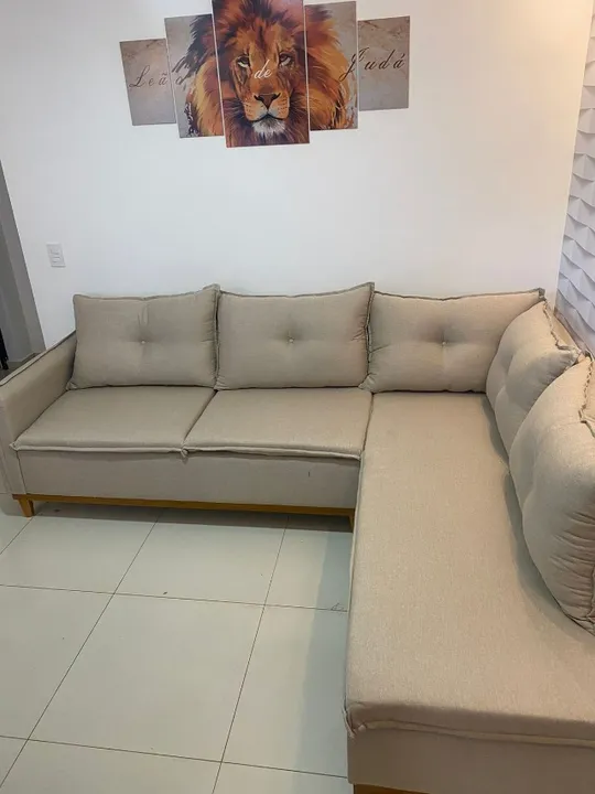 SOFA DE CANTO MALIBU TECIDO LINHO ESPUMA D33 OFERTA EXCLUSIVA