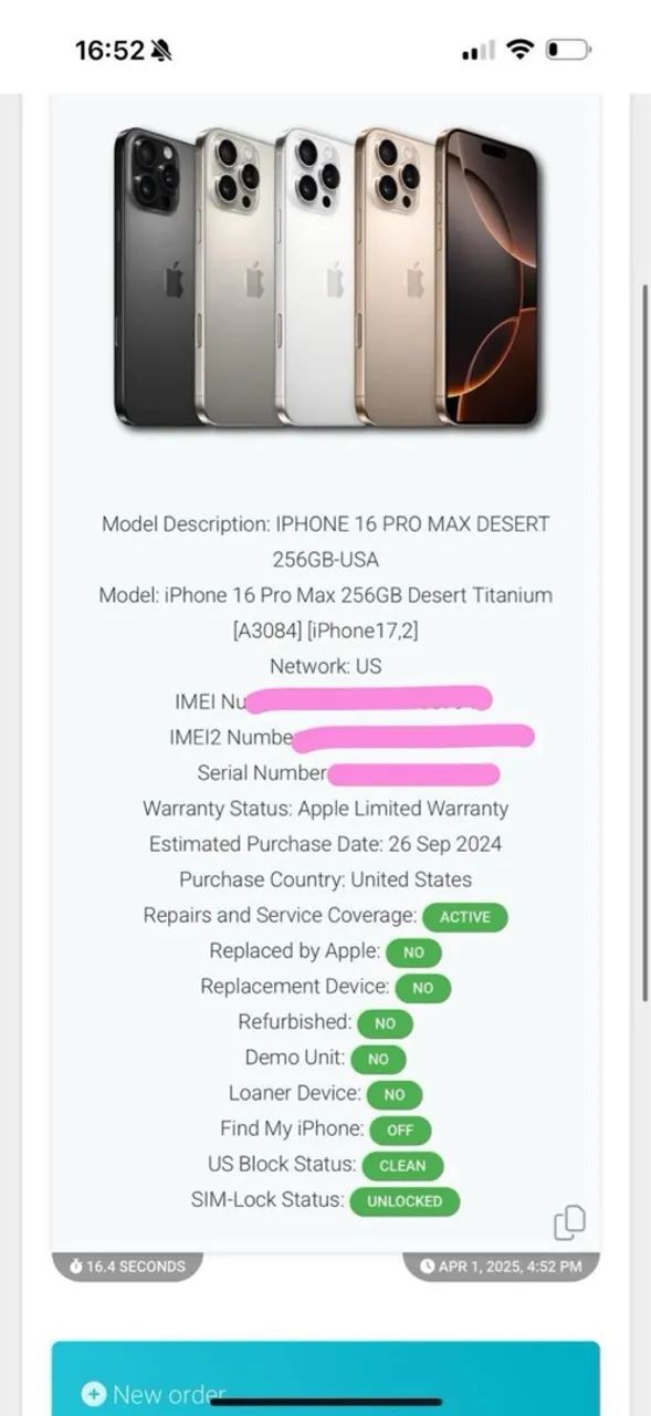 iPhone 16 pro Max Desert titânio 
