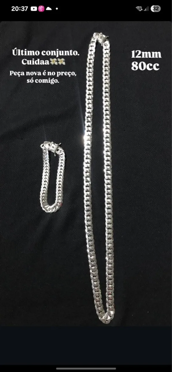 Corrente e pulseira 12mm