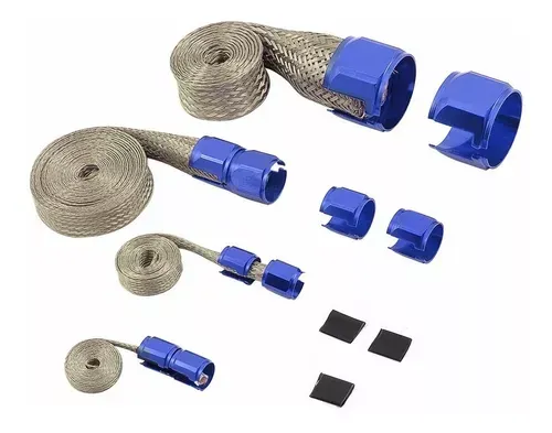 Kit Revestimento De Mangueiras Em Inox - Azul peça carro
