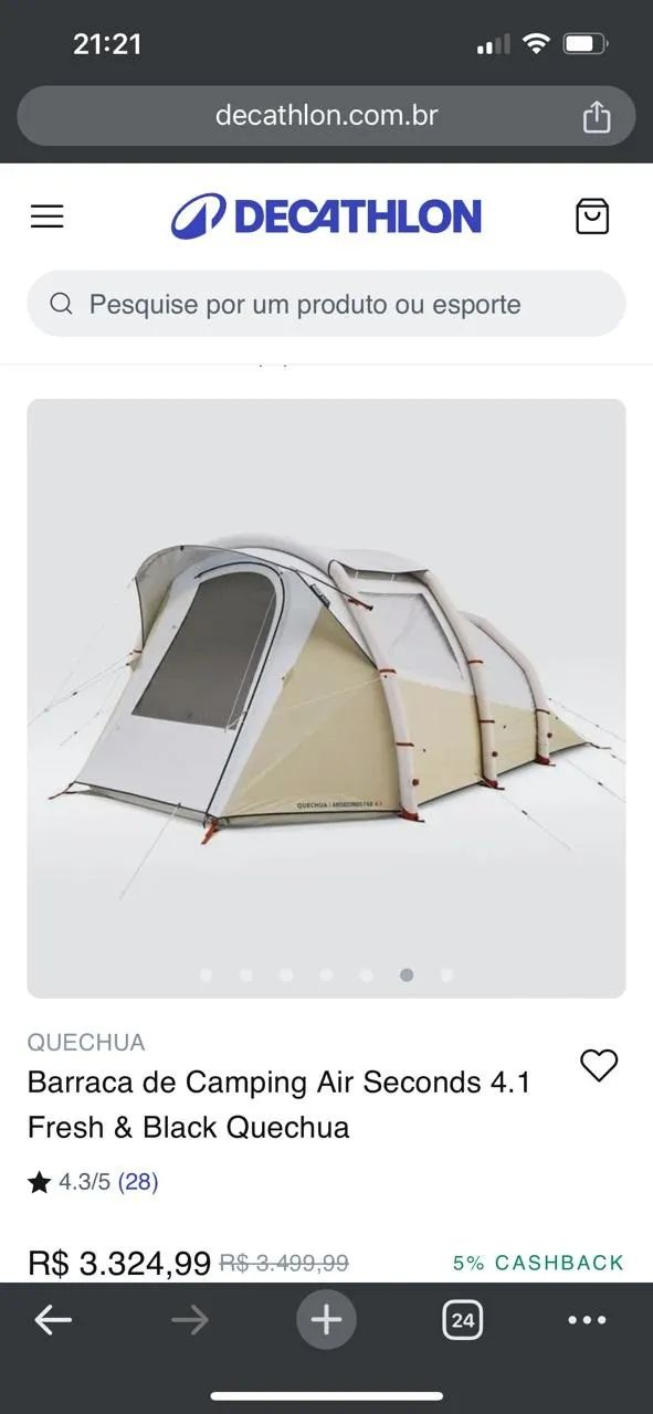 Barraca camping Air Seconds 4.1 fresh black quéchua - Foto 2