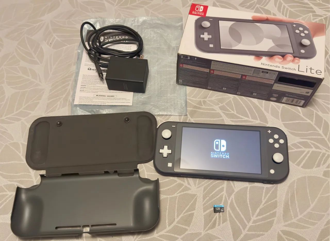 Nintendo Switch Lite Cinza + Micro sd 128gb + case - Foto 2