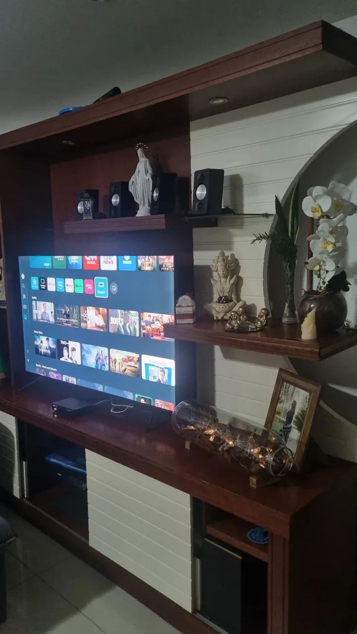 Rack Maderia com vidro e luz