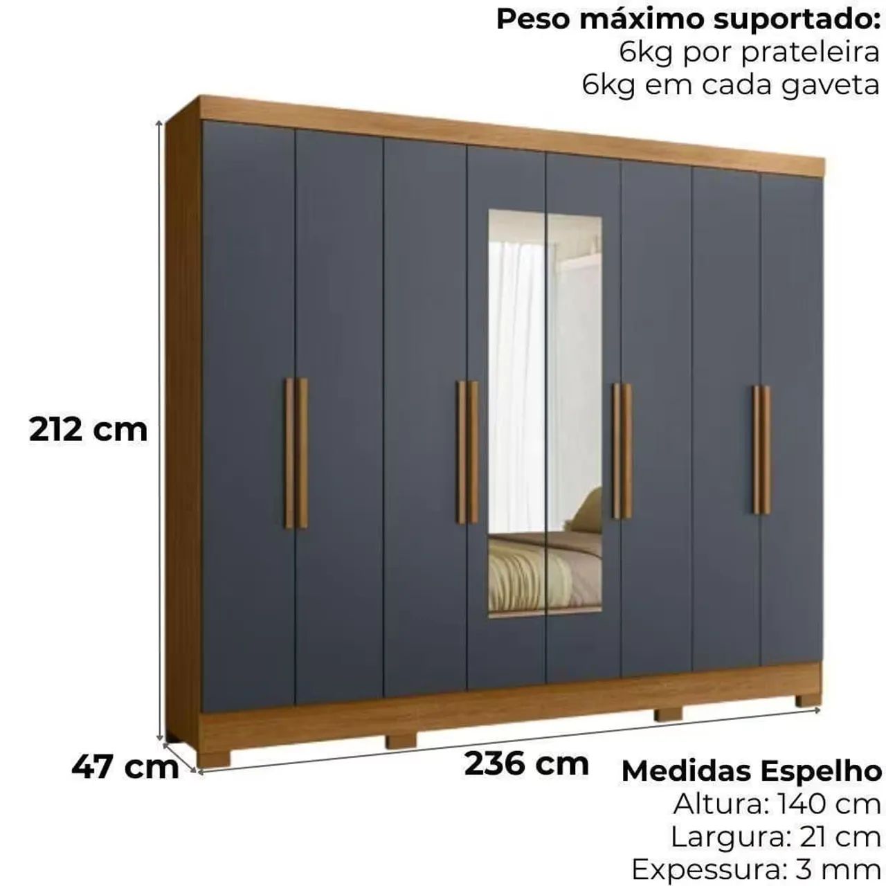 Guarda Roupa diplomata com espelho 4 gavetas internas em mega Oferta ! - Foto 2