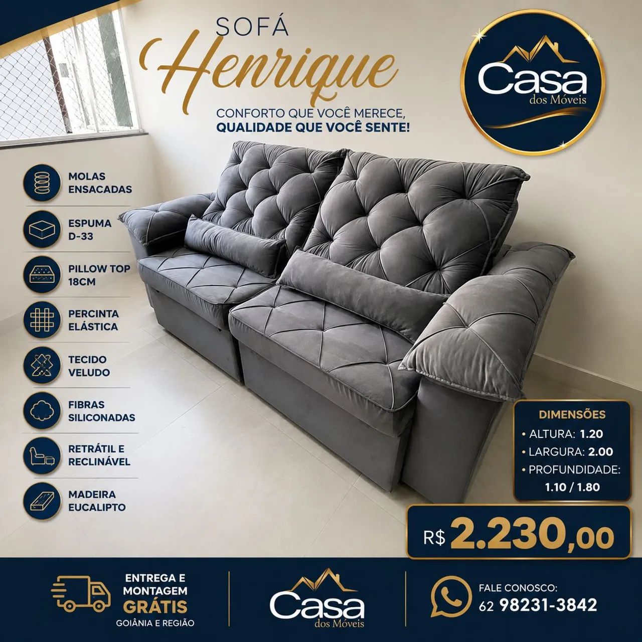Sofá Henrique 2,00mt