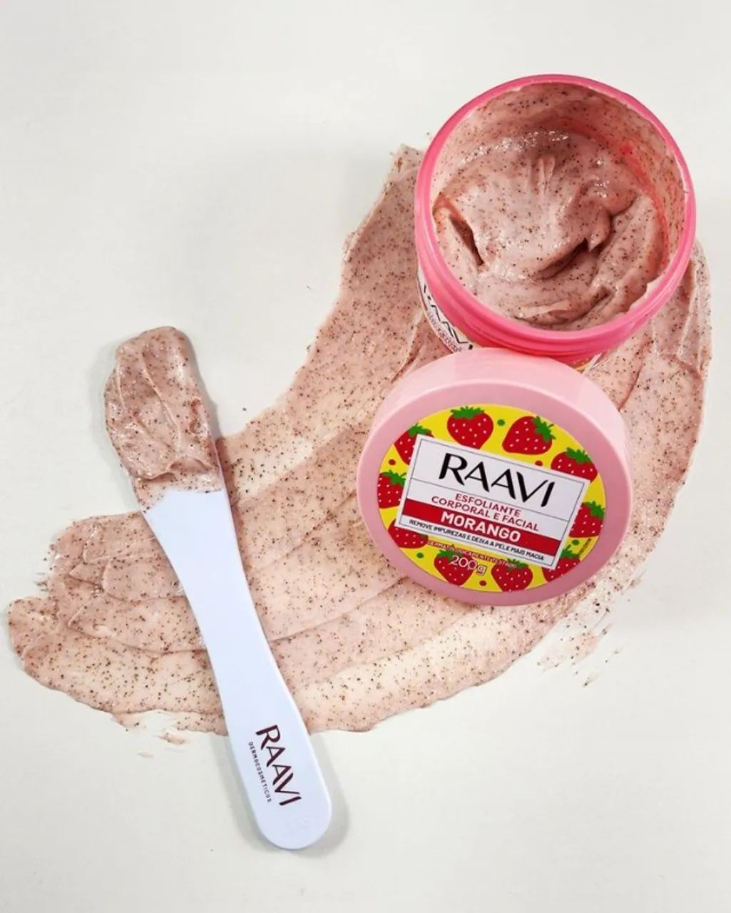 Raavi esfoliante corporal e facial morango 200g - Foto 2