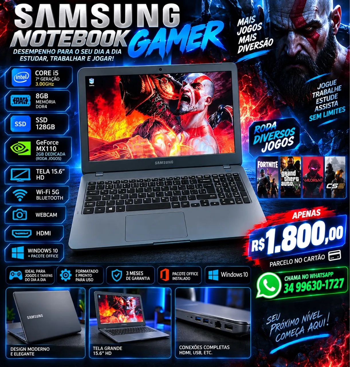 Notebook Samsung Gamer + Brinde
