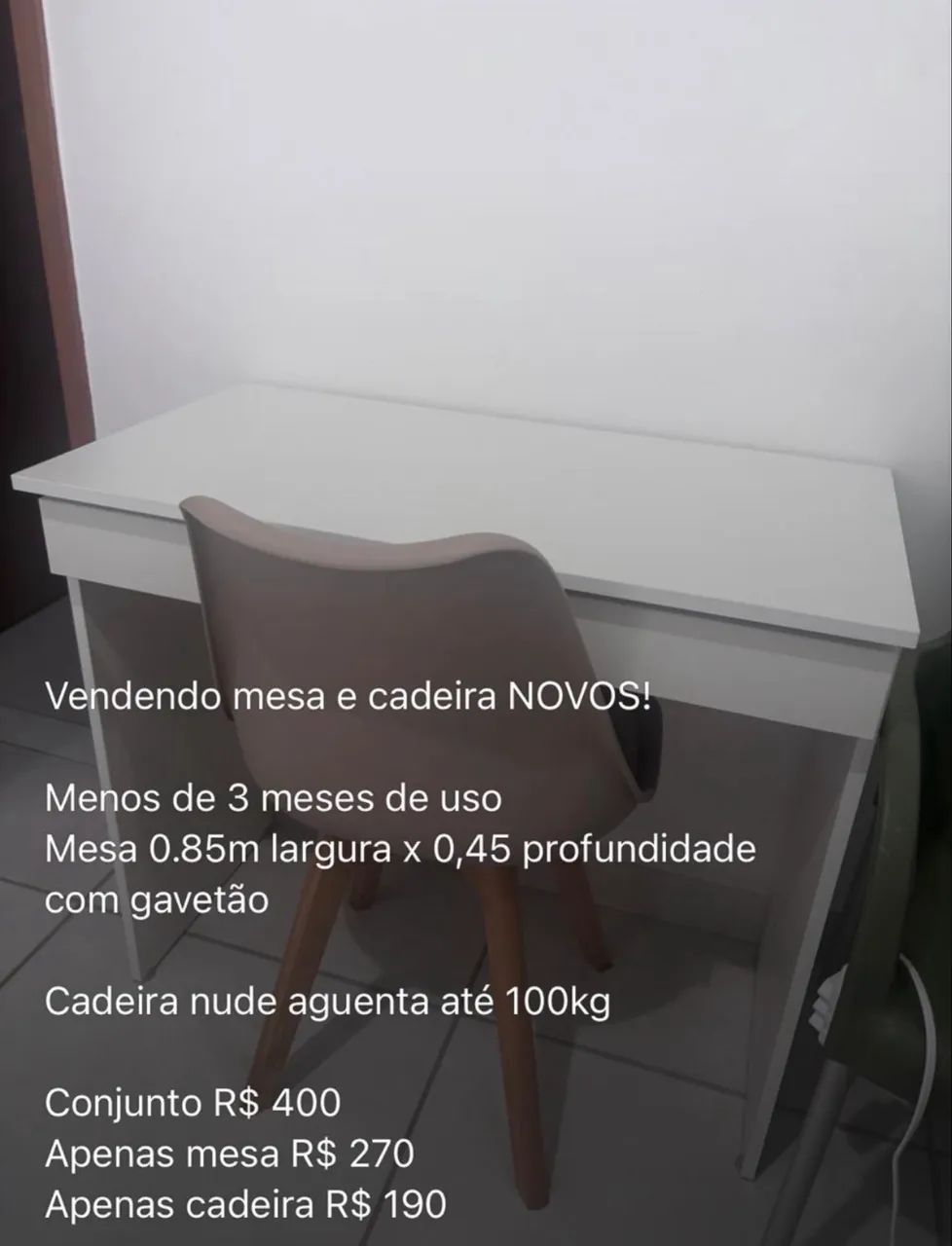 CADEIRAS E MESA NOVOS