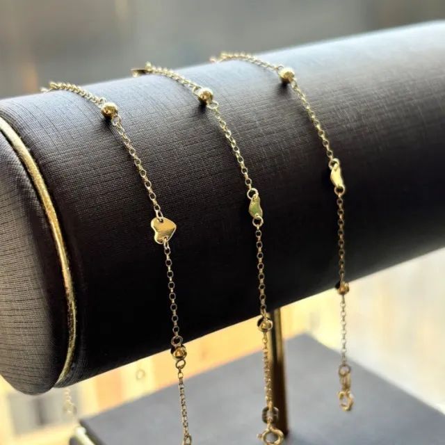 Pulseira Coração Ouro 18k com Bolinhas