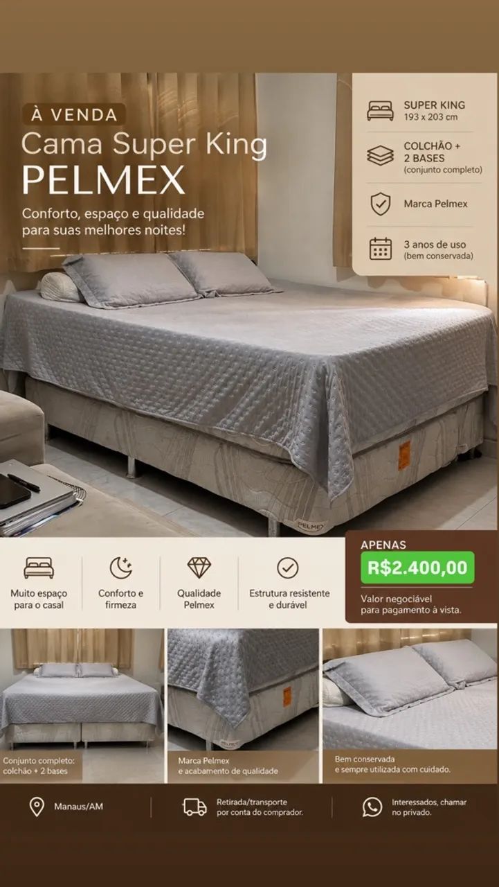 CAMA SUPER KING PELMEX ? COMPLETA | 2 BASES - Foto 5