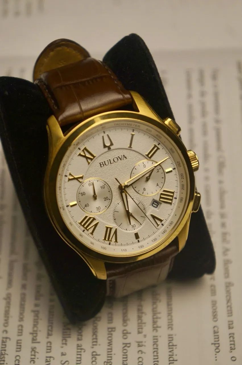 Bulova Classic Wilton 97B169 Chronograph Dourado ? Original Full Set