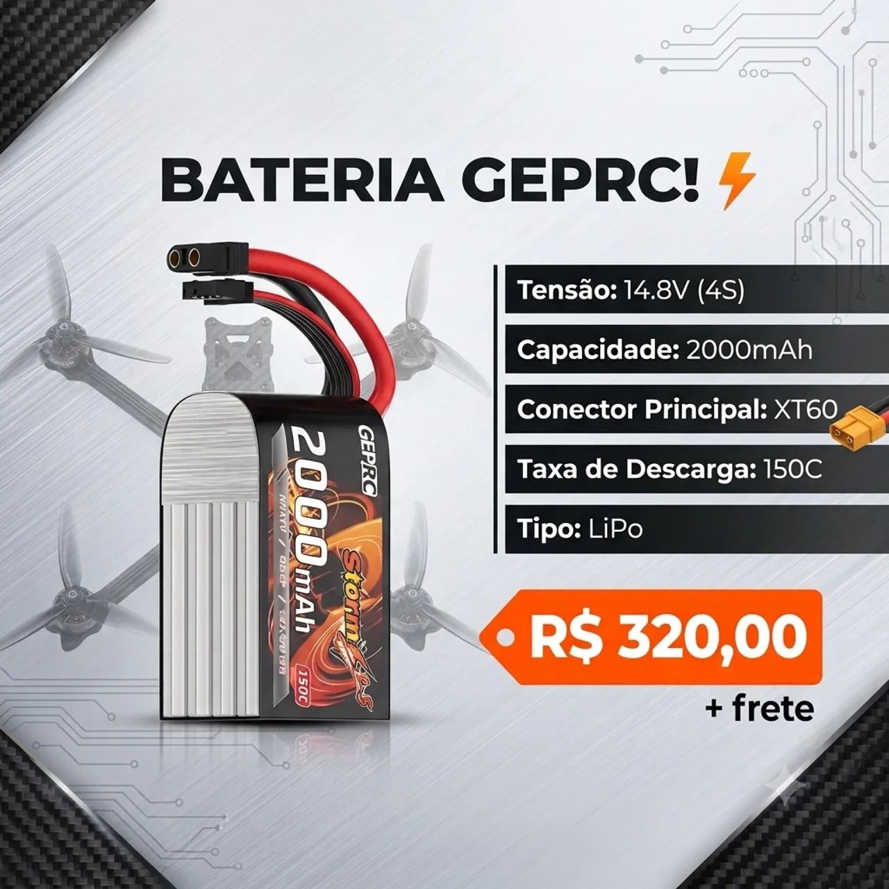 Bateria lipo Geprc 4S 2000mah 150c. XT60 - Foto 3