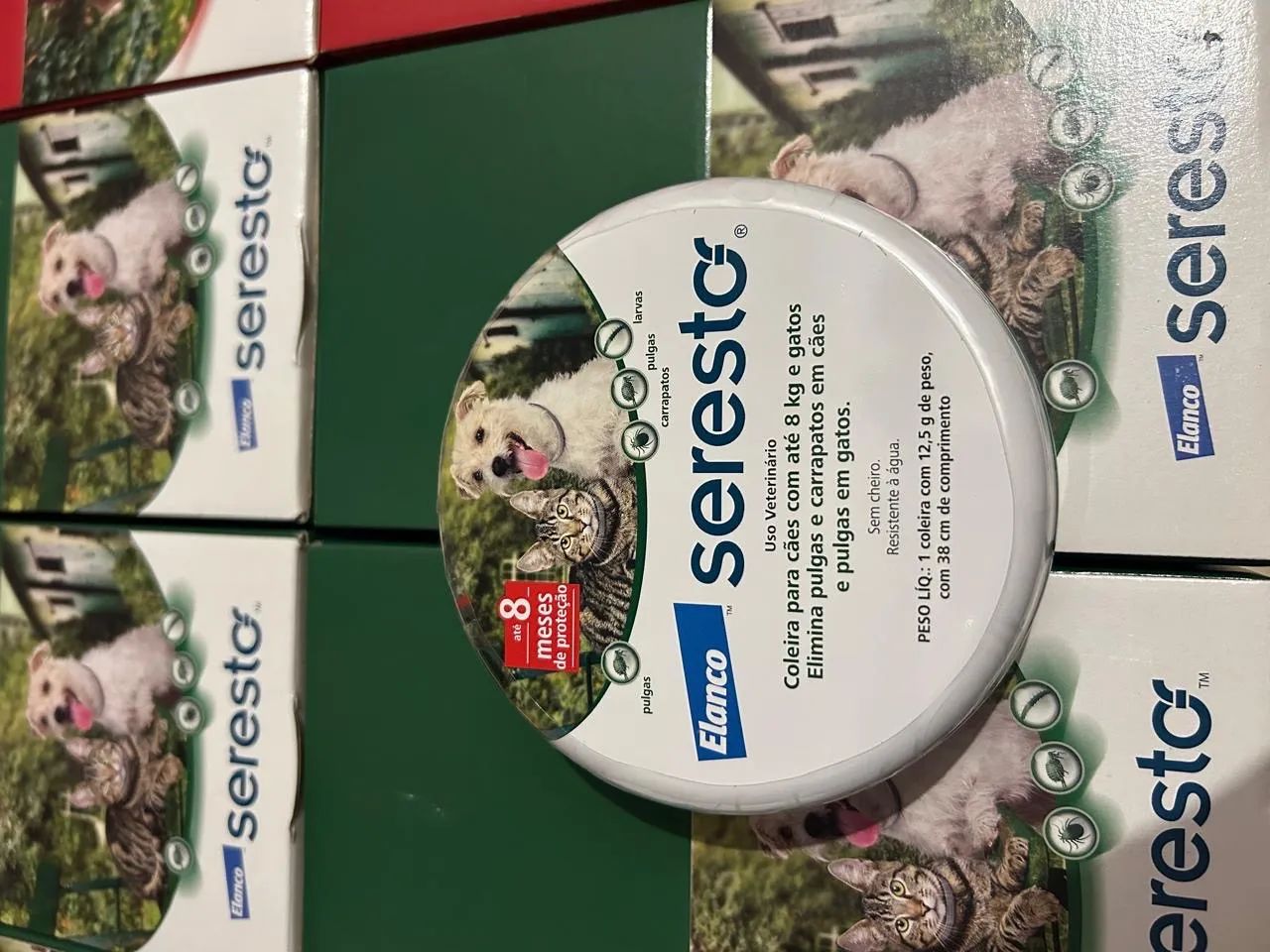 Coleira Antipulgas Seresto Cães e Gatos até 8 kg - 8 Meses de Proteção Único