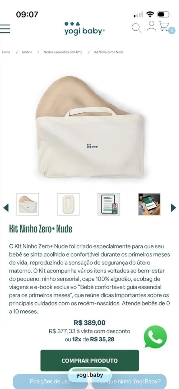 Kit Ninho para bebê Zero+ da YOGI BABY - Foto 2
