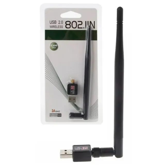 Adaptador Wireless Receptor USB WiFi com Antena para Desktop